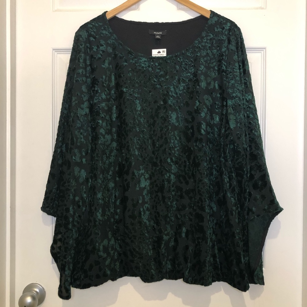 Alfani Animal Print Burnout Velvet Top, 3x